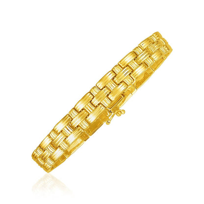 14k Yellow Gold Basket Weave Bracelet Bids.com