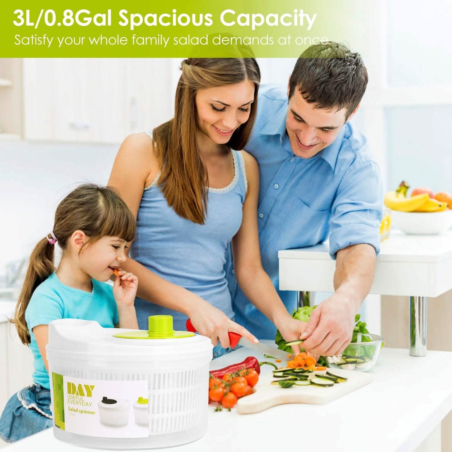 3L/0.8Gal Salad Spinner Washer with Lid DailySale