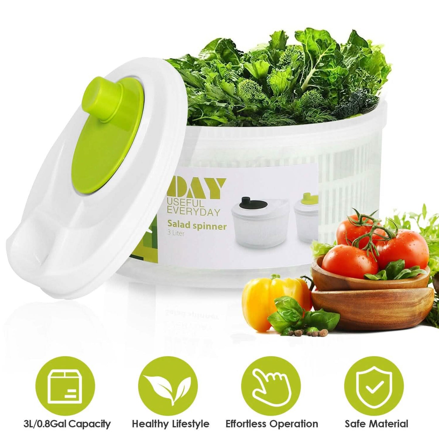 3L/0.8Gal Salad Spinner Washer with Lid DailySale
