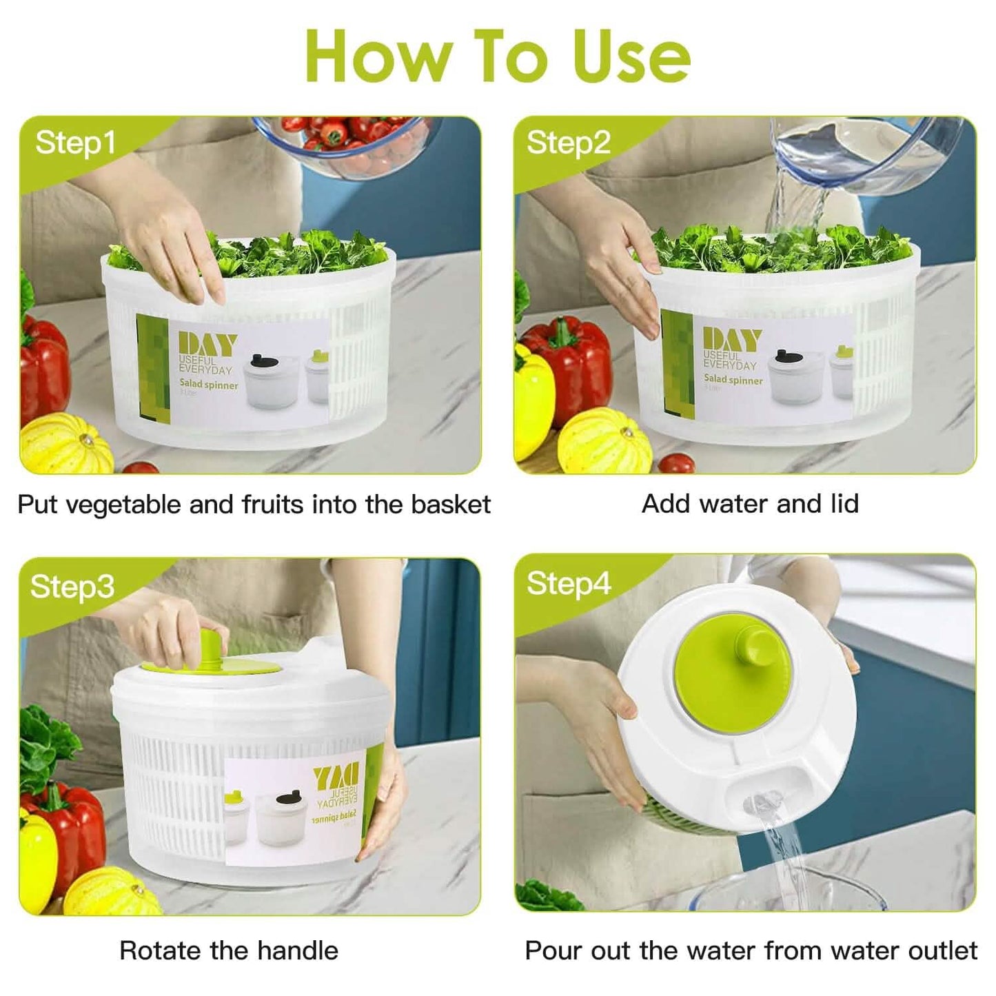3L/0.8Gal Salad Spinner Washer with Lid DailySale