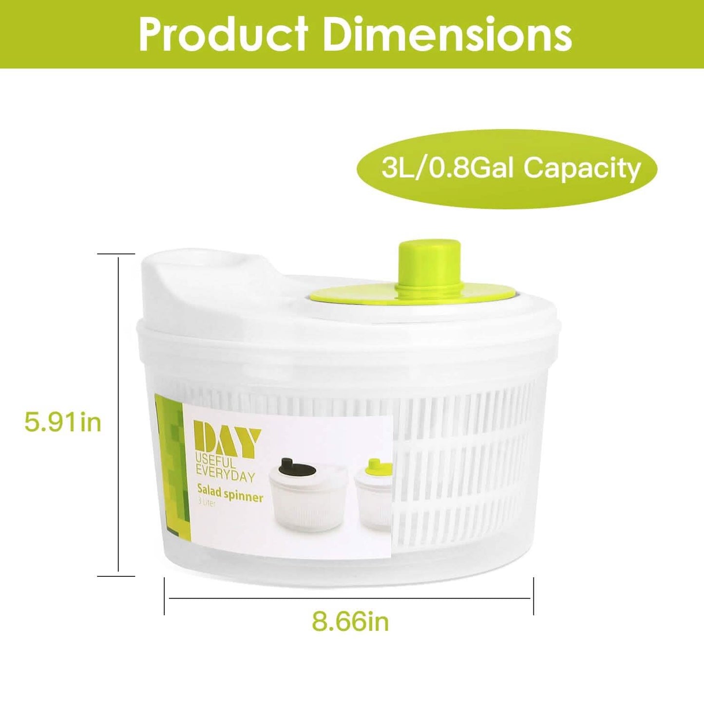 3L/0.8Gal Salad Spinner Washer with Lid DailySale