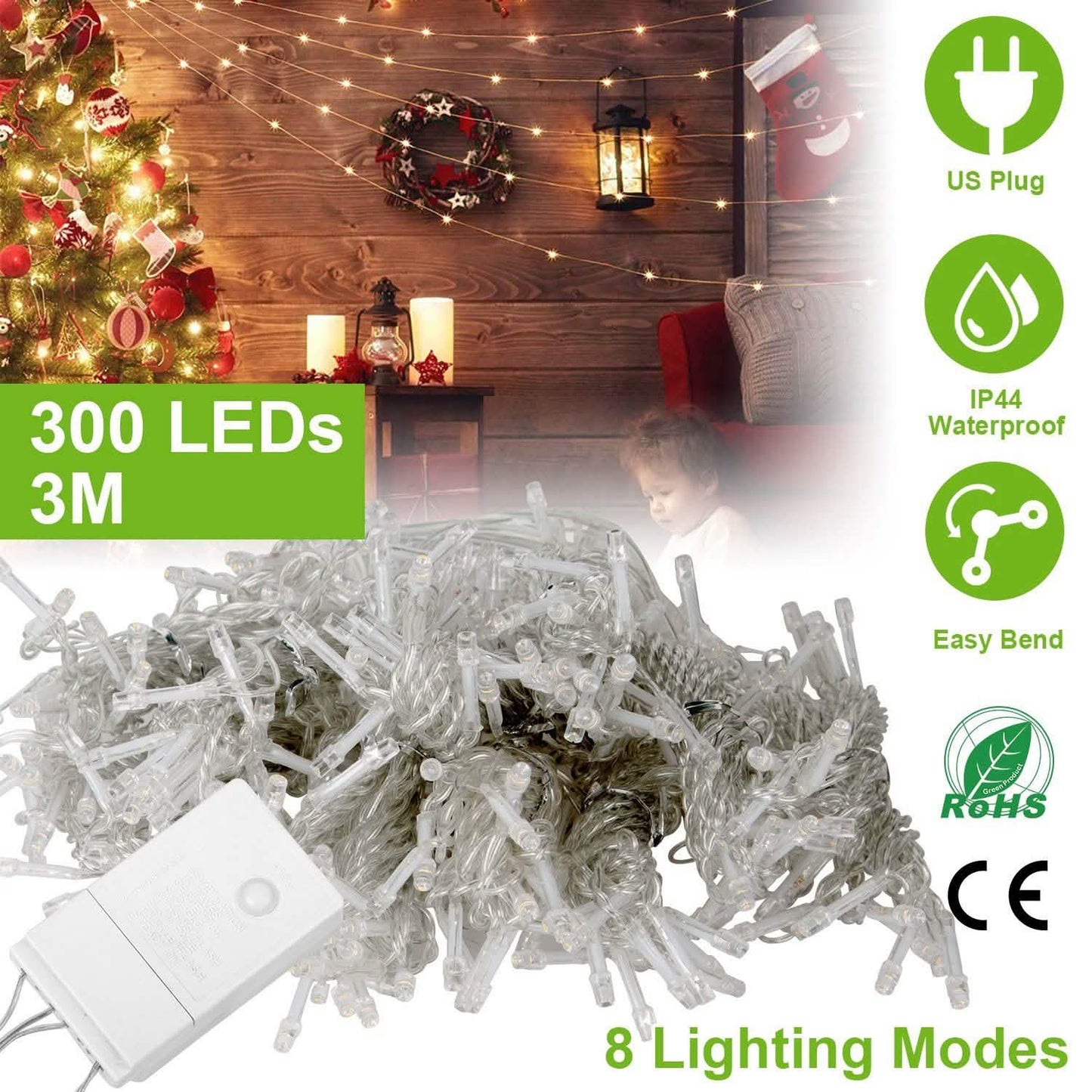 3M 300 LEDs String Curtain Light with Remote DailySale