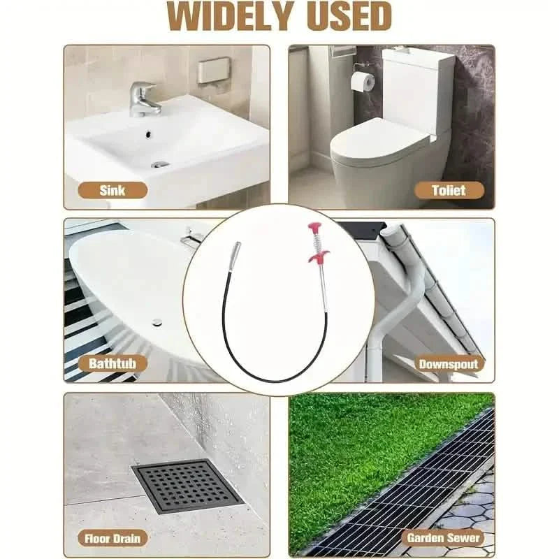 4-Claw Pipe Clog Remover, Spring Plumbing Tool for Kitchen Bathroom, Hair and Debris Catcher DailySale