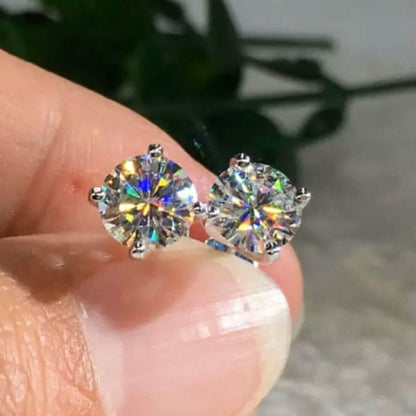 4 Ct Round Cut FL/D Lab Created White Sapphire Stud Earrings 14K White Gold DailySale