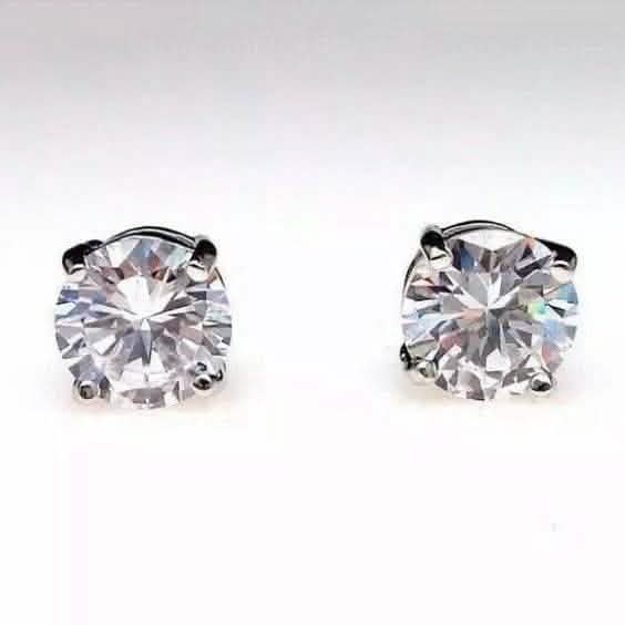 4 Ct Round Cut FL/D Lab Created White Sapphire Stud Earrings 14K White Gold DailySale