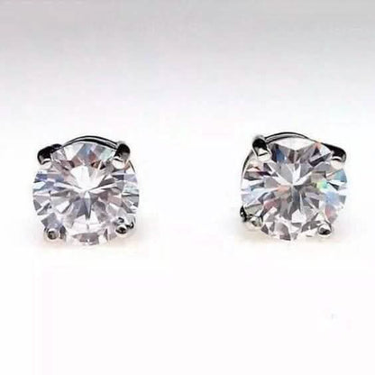 4 Ct Round Cut FL/D Lab Created White Sapphire Stud Earrings 14K White Gold DailySale