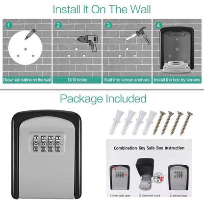 4-Digit Combination Password Wall Mounted Key Storage Lock Box DailySale