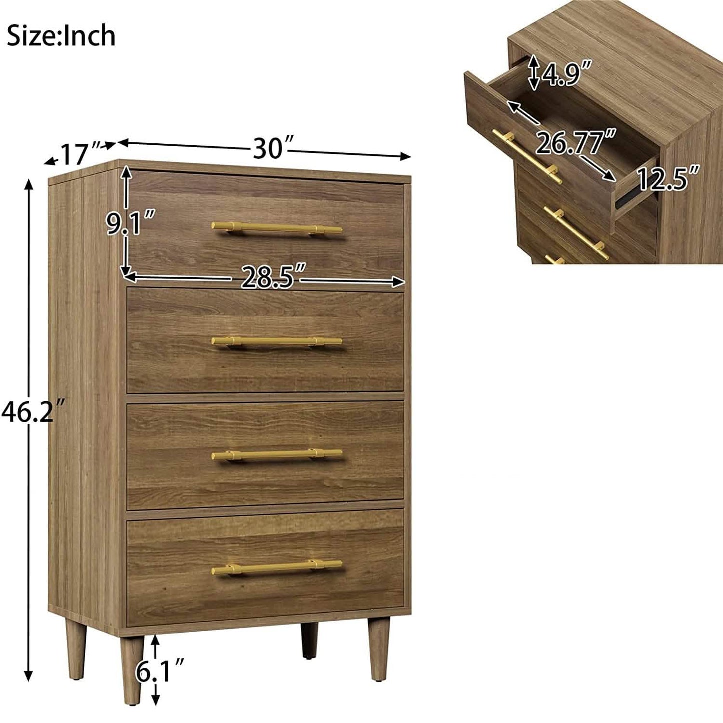 4 Drawer Cabinet Dresser Closet Wooden Dresser DailySale