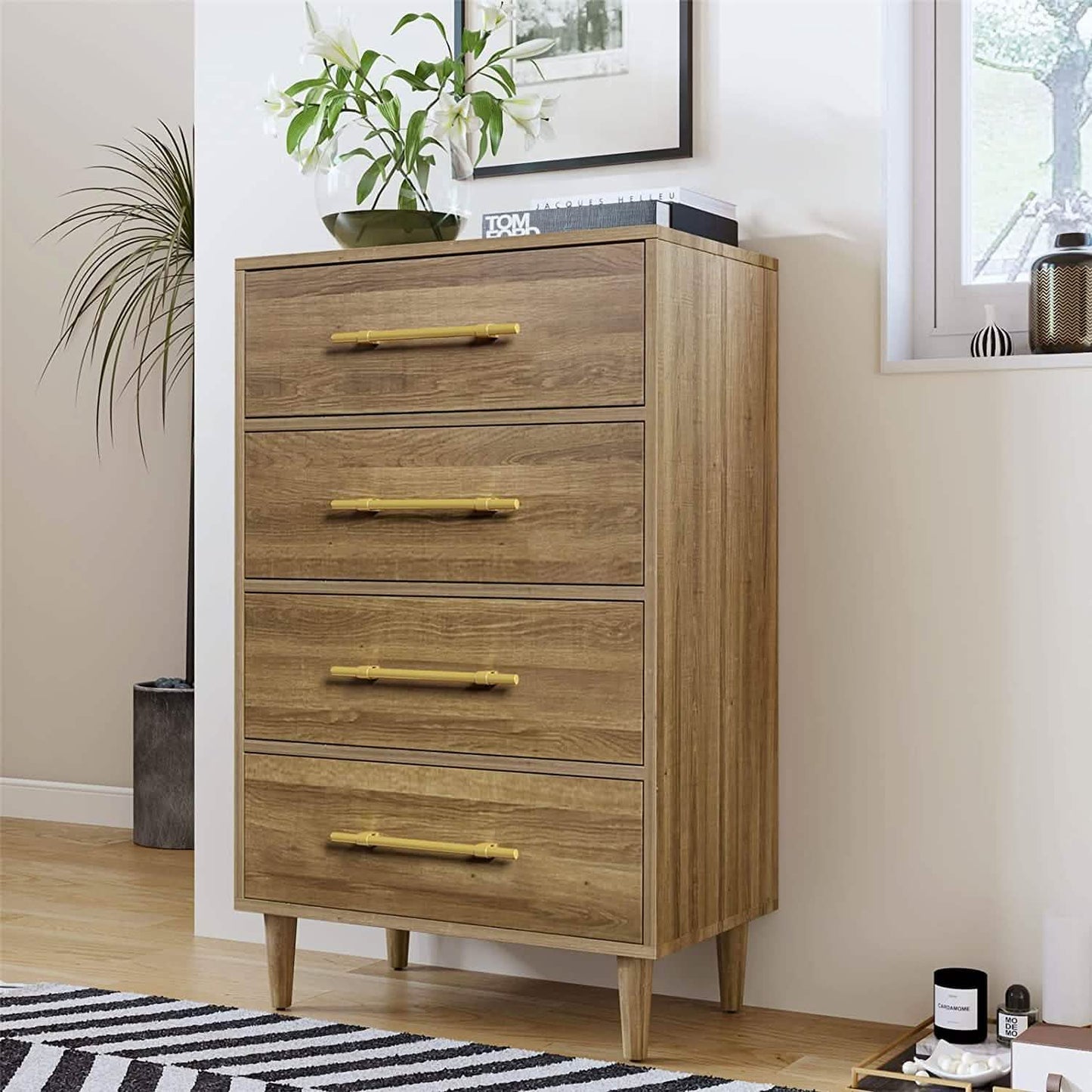 4 Drawer Cabinet Dresser Closet Wooden Dresser DailySale