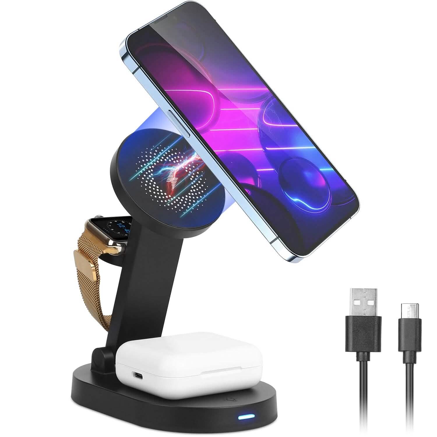 4-in-1 15W Foldable Magnetic Wireless Charging Station DailySale