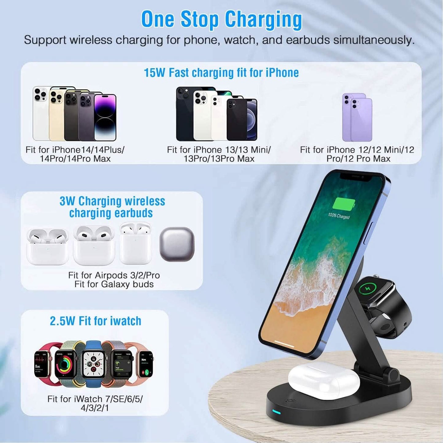 4-in-1 15W Foldable Magnetic Wireless Charging Station DailySale