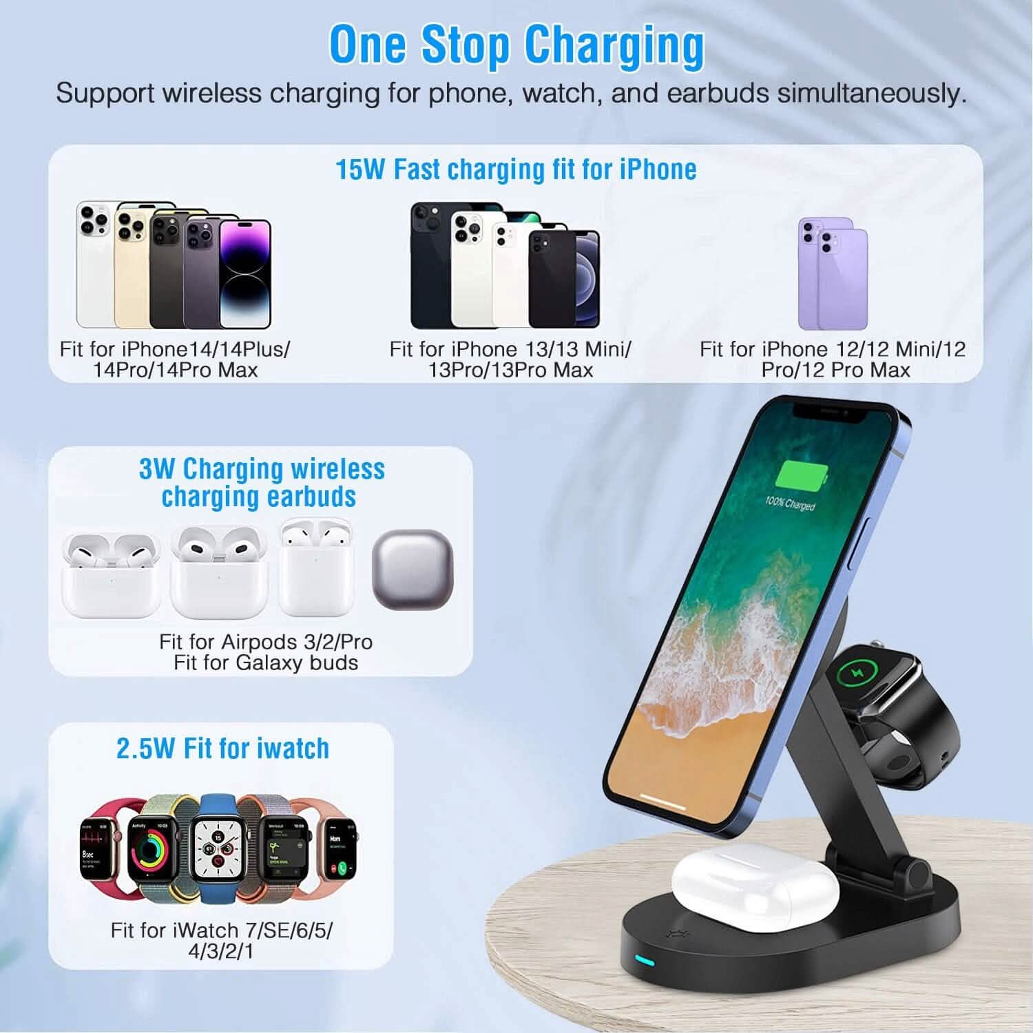 4-in-1 15W Foldable Magnetic Wireless Charging Station DailySale