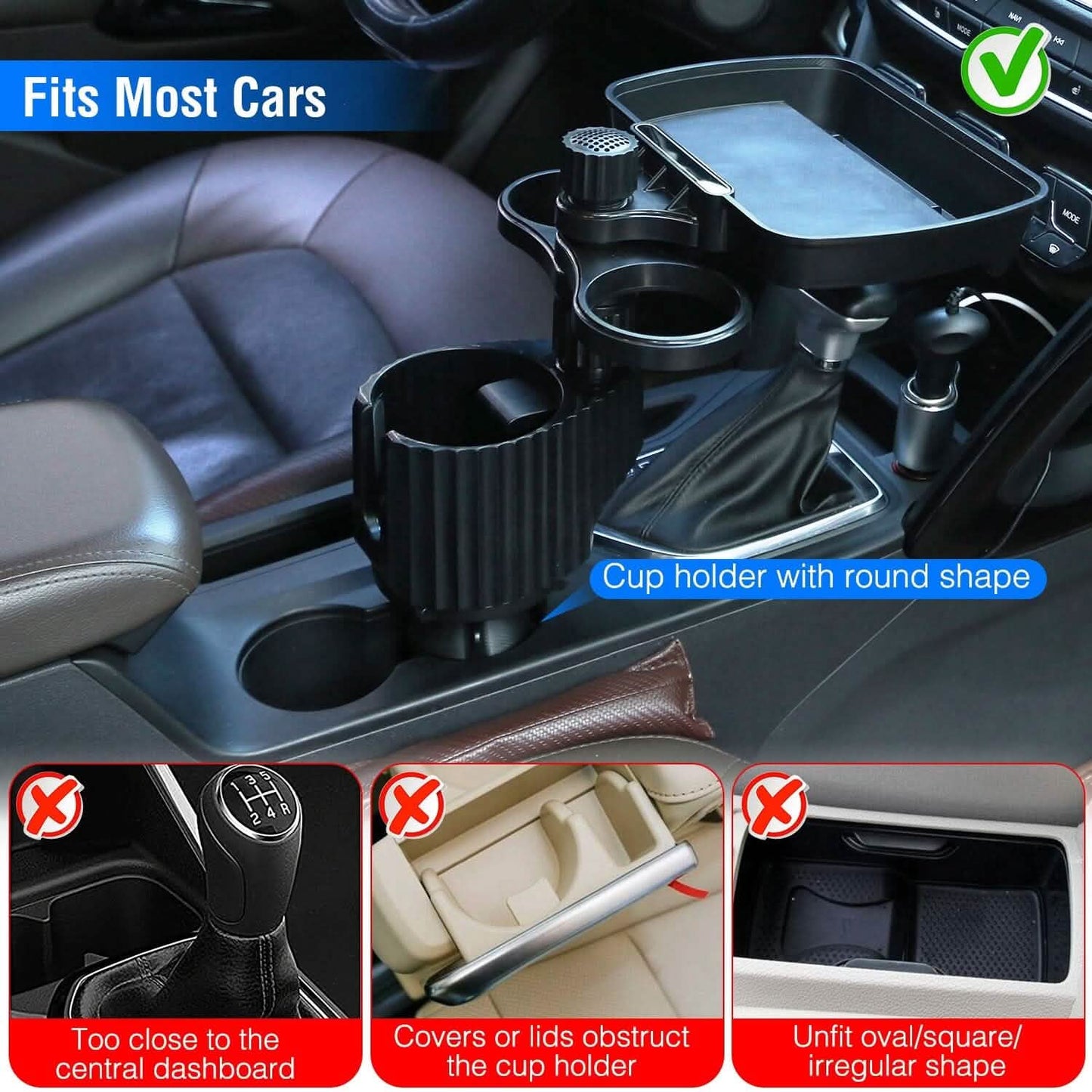 4-in-1 Car Cup Holder Tray Food Table DailySale