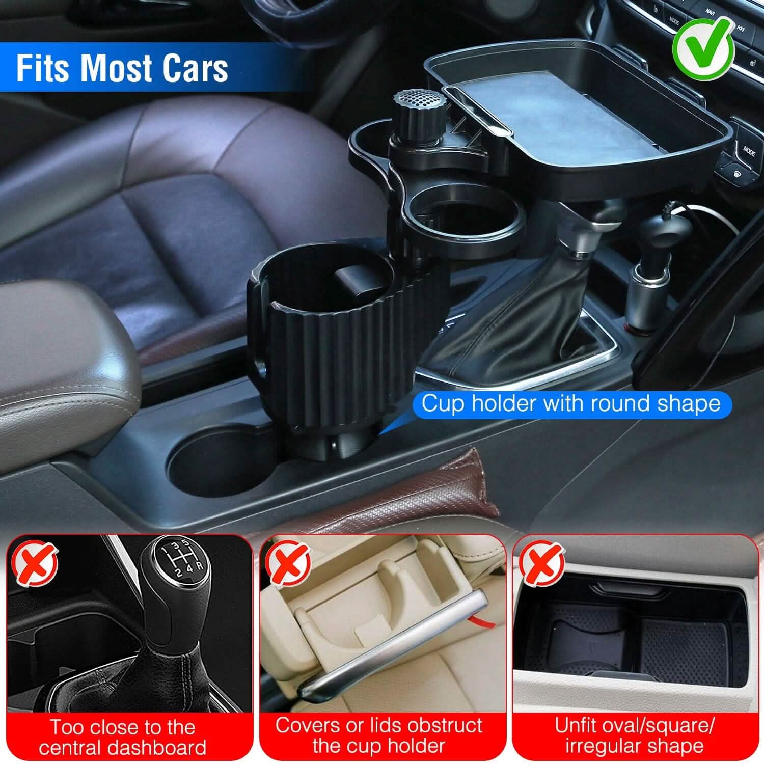 4-in-1 Car Cup Holder Tray Food Table DailySale