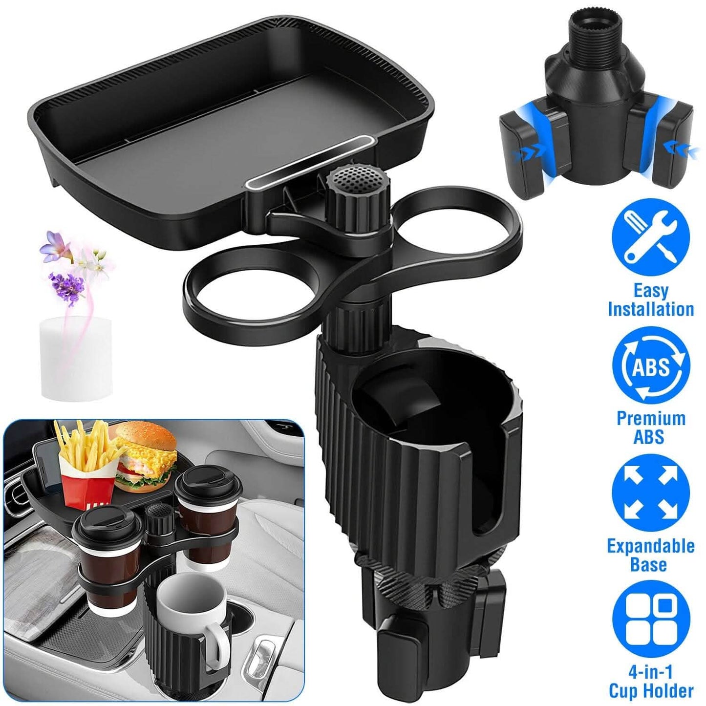 4-in-1 Car Cup Holder Tray Food Table DailySale