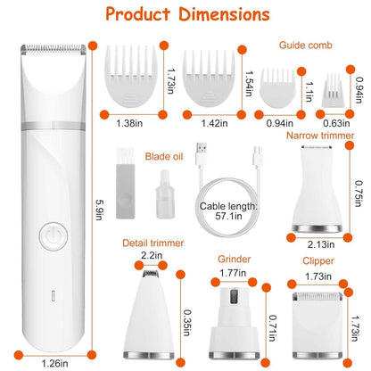 4-in-1 Electric Pet Dog Cat Grooming Kit Cordless Rechargeable DailySale