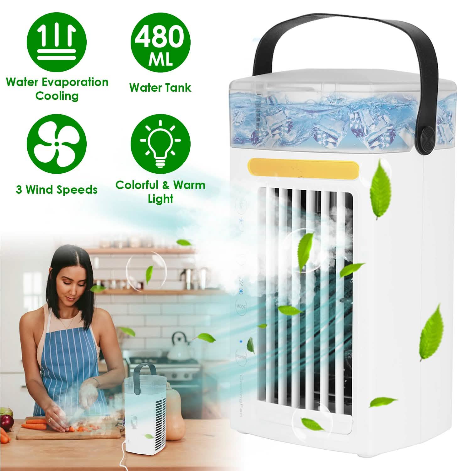 4-in-1 Evaporative Air Cooler Water Mist Cooling Fan DailySale