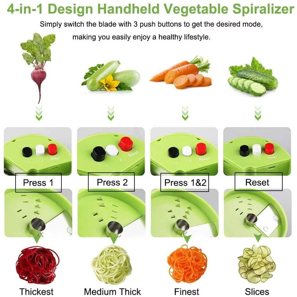 4-in-1 Fruit Vegetable Slicer Adjustable Spiral Grater DailySale