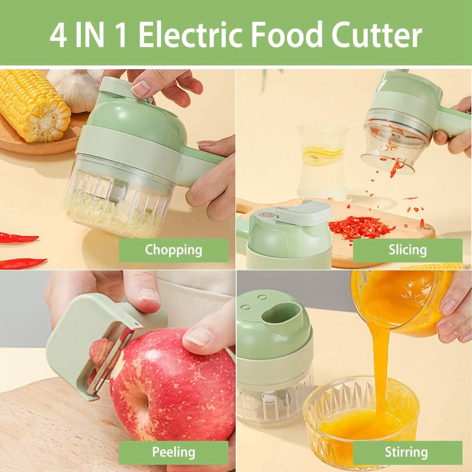 4-in-1 Handheld Electric Vegetable Chopper, Grinder, Slicer and Dicer DailySale