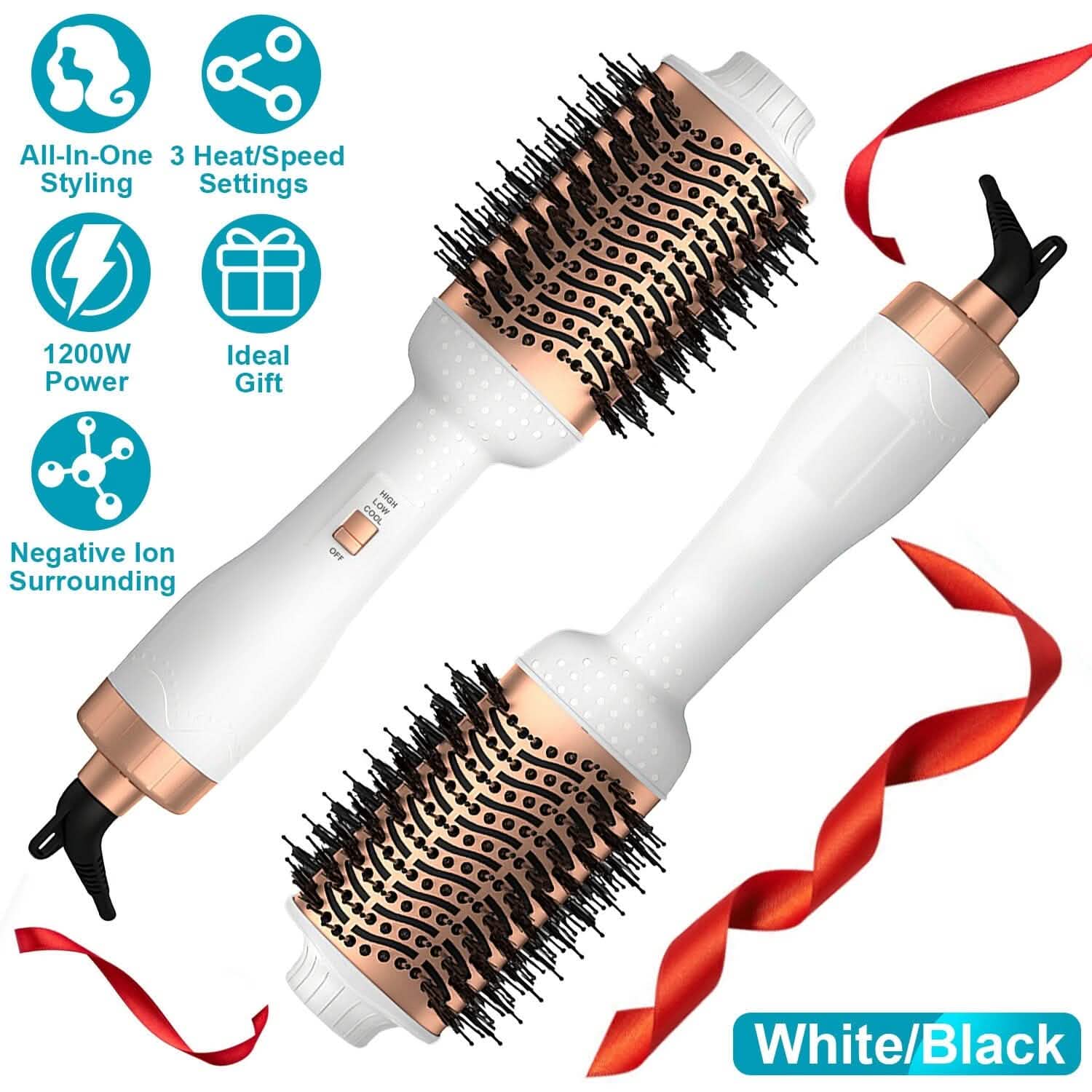 4-in-1 Hari Dryer Brush Curling Styler Volumizer Straightener Negative Ion Anti-Frizz DailySale
