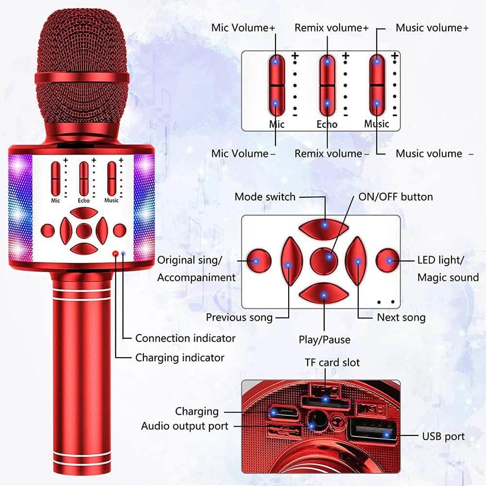 4-in-1 Karaoke Machine Microphone with LED Lights DailySale