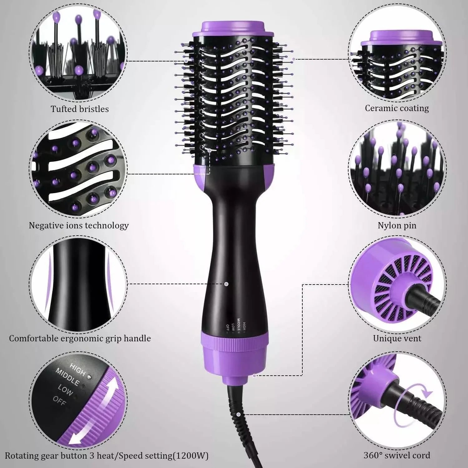 4-in-1 Negative Ion Hot Hair Dryer Brush, ASOGO One Step Hair Dryer & Volumizer DailySale