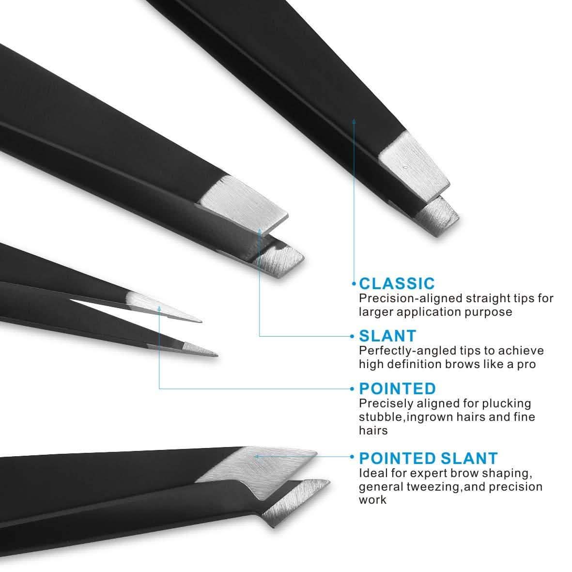 4-in-1 Professional Stainless Steel Tweezers for Eyebrows DailySale