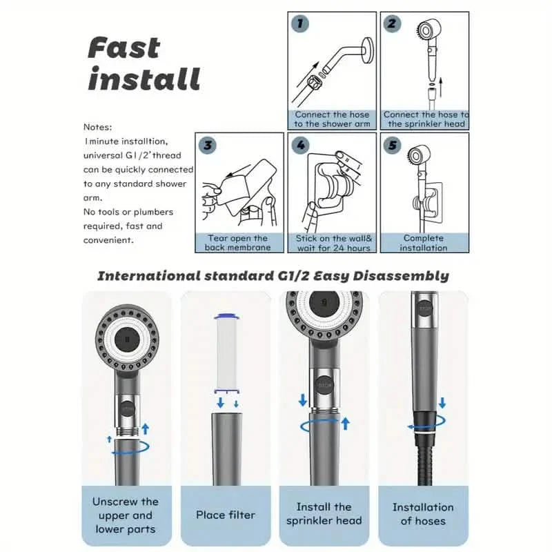 4-in-1 Removable Shower Head With 5 Filters and 3 Settings DailySale