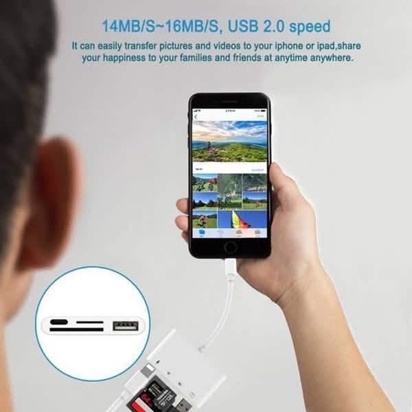 4-in-1 SD/TF Card Reader USB 2.0 Female OTG Adapter Cable DailySale