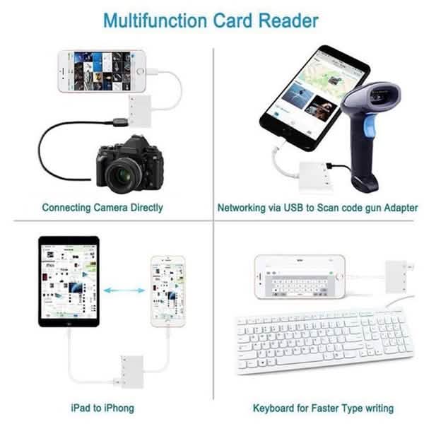 4-in-1 SD/TF Card Reader USB 2.0 Female OTG Adapter Cable DailySale