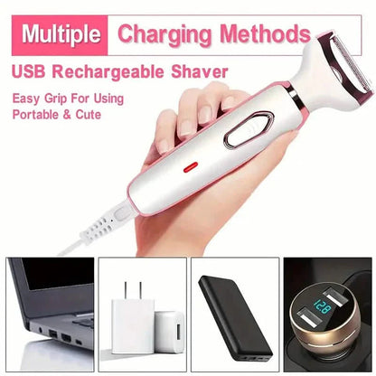 4-in-1 Silky-Smooth Electric Shaver for Women - Wet/Dry, USB Rechargeable & Portable for Full Body Use DailySale