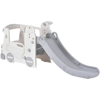 4-in-1 Slide with Bus Climber Slide Set with Basketball Hoop Indoor and Outdoor DailySale