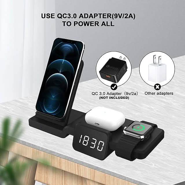 4-in-1 Wireless Charger with LED Digital Clock DailySale