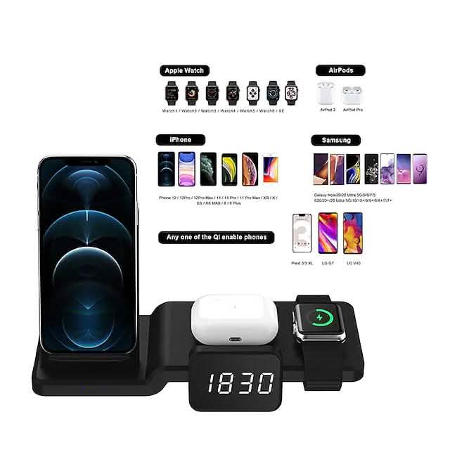 4-in-1 Wireless Charger with LED Digital Clock DailySale