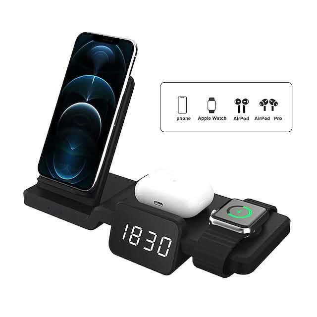 4-in-1 Wireless Charger with LED Digital Clock DailySale