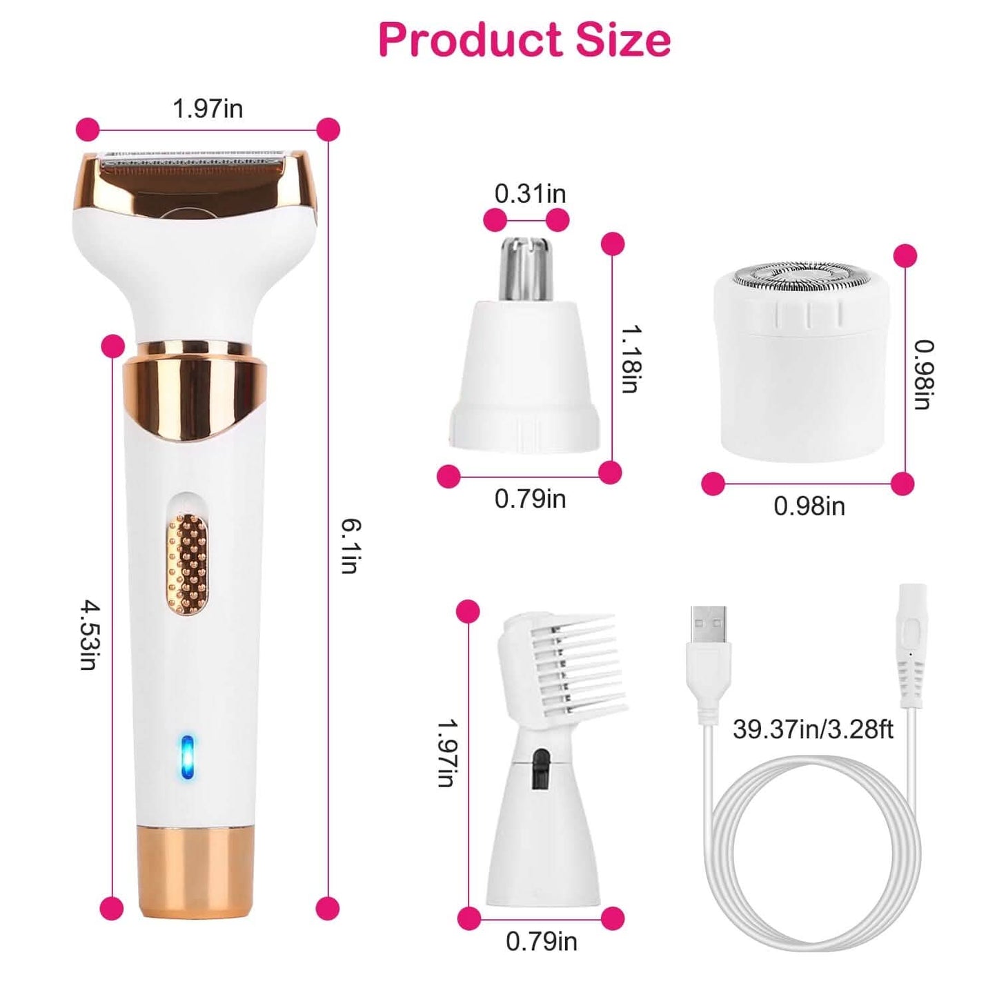 4-in-1 Women Electric Hair Shaver USB Rechargeable DailySale
