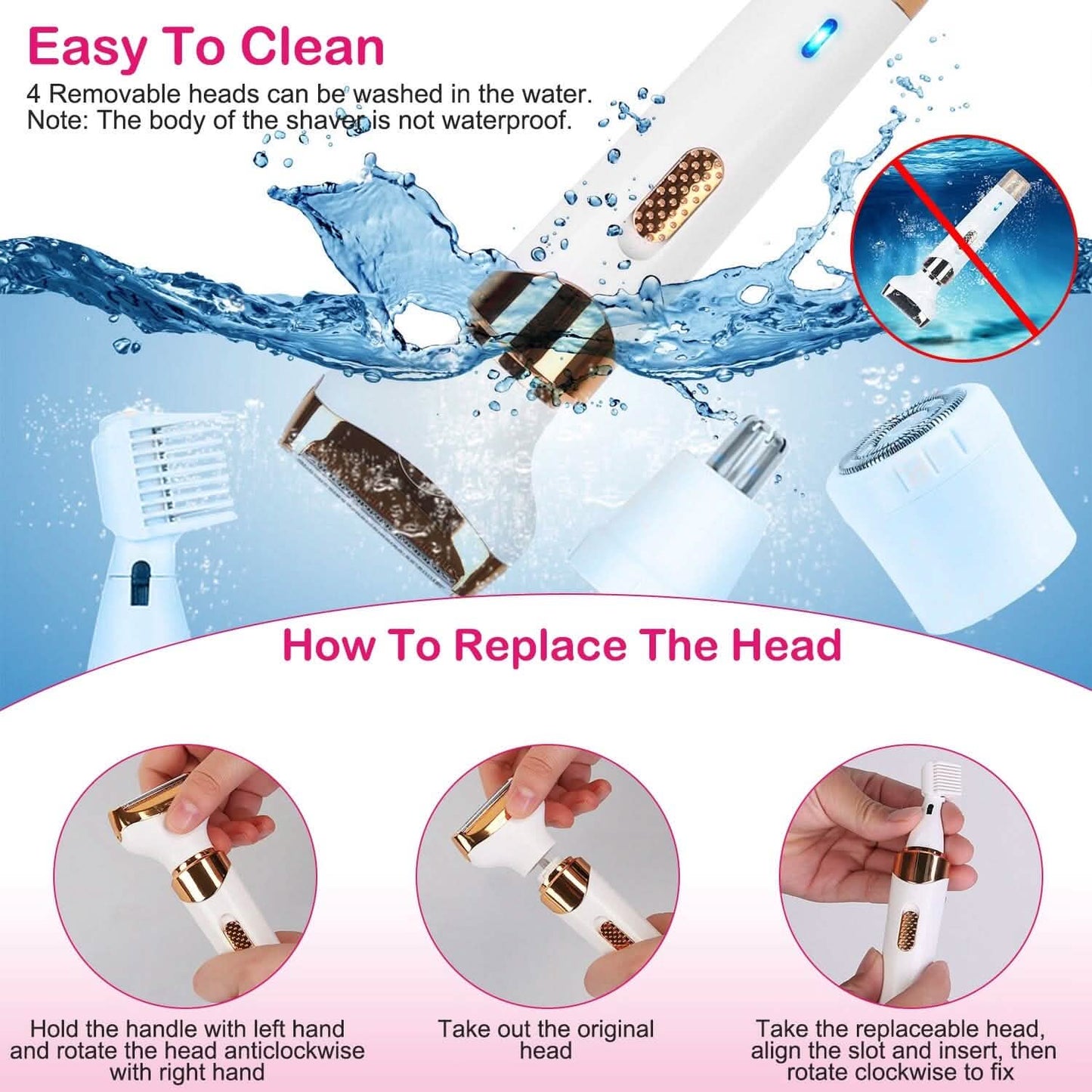 4-in-1 Women Electric Hair Shaver USB Rechargeable DailySale