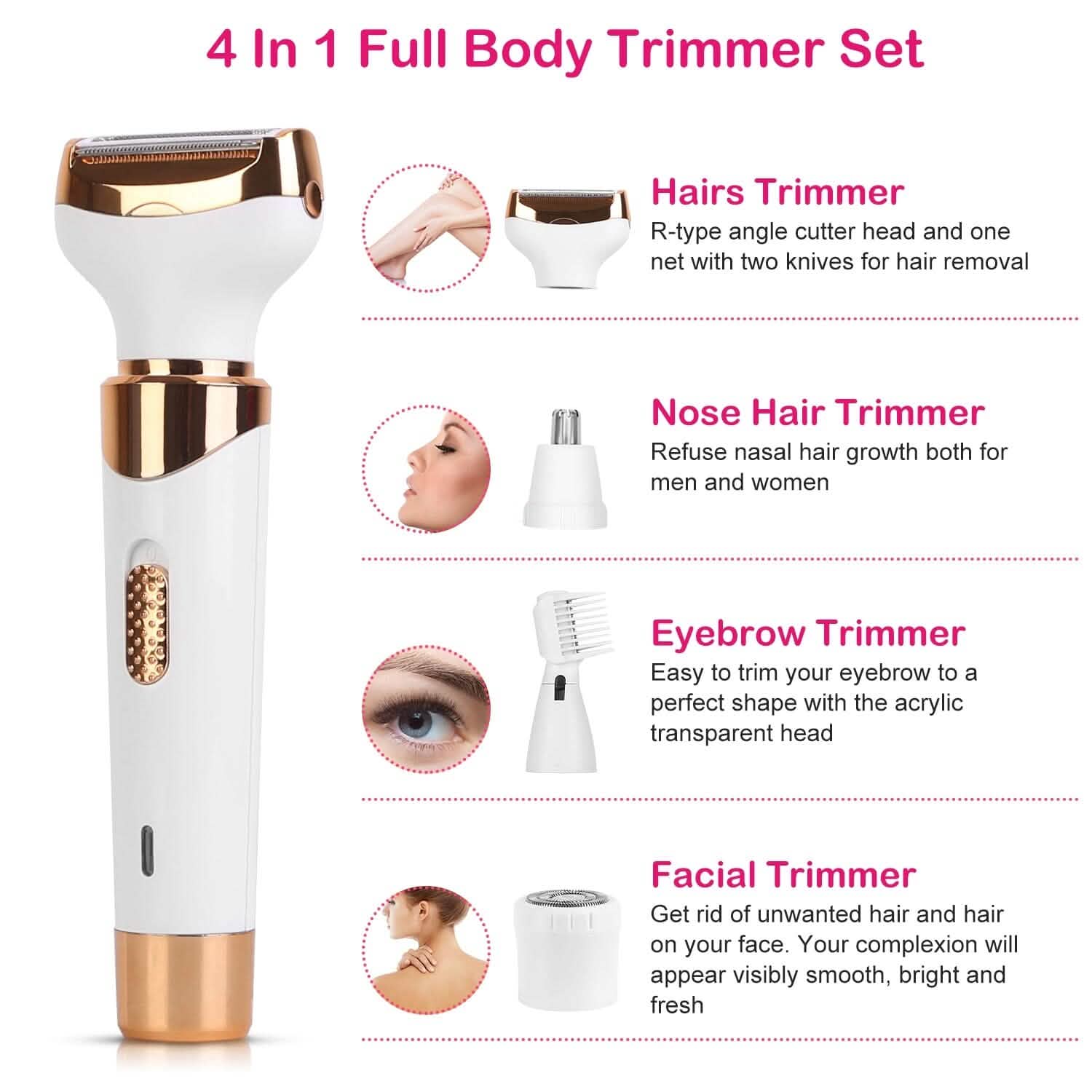 4-in-1 Women Electric Hair Shaver USB Rechargeable DailySale