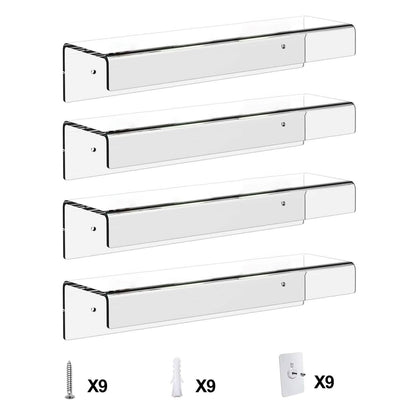 4-Pack: 15 inches Clear Acrylic Floating Shelves with 2 Mounting Ways DailySale