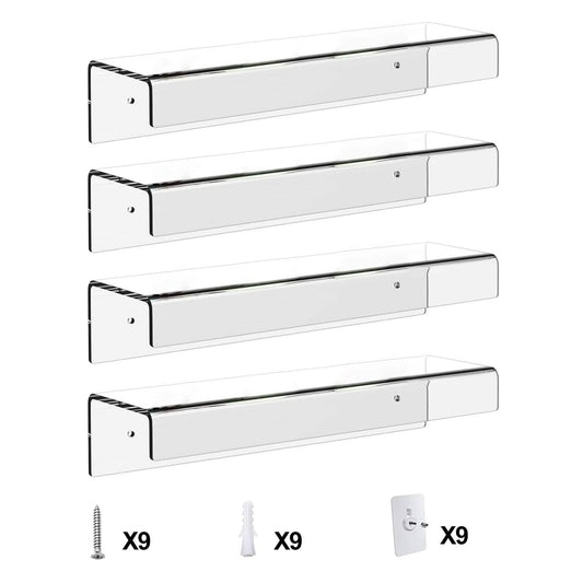 4-Pack: 15 inches Clear Acrylic Floating Shelves with 2 Mounting Ways DailySale