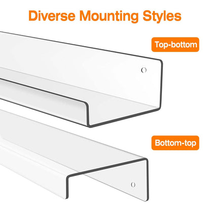 4-Pack: 15 inches Clear Acrylic Floating Shelves with 2 Mounting Ways DailySale