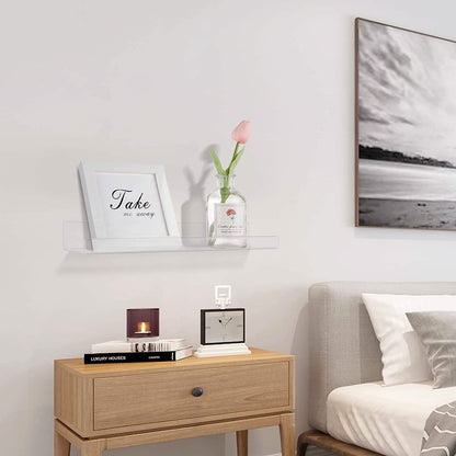 4-Pack: 15 inches Clear Acrylic Floating Shelves with 2 Mounting Ways DailySale
