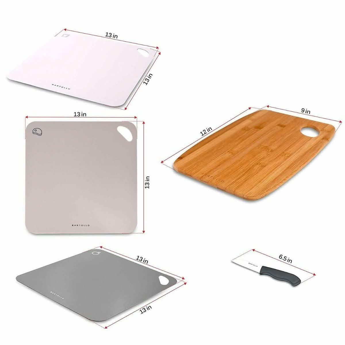 4-Pack: Bartollo Non-Slip Cutting Boards with Free Knife DailySale