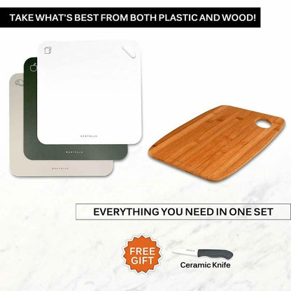 4-Pack: Bartollo Non-Slip Cutting Boards with Free Knife DailySale