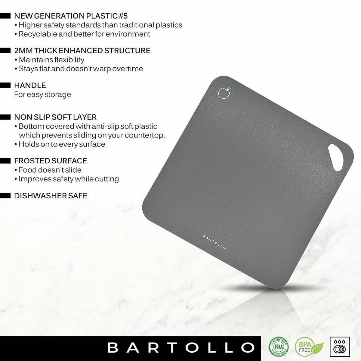 4-Pack: Bartollo Non-Slip Cutting Boards with Free Knife DailySale