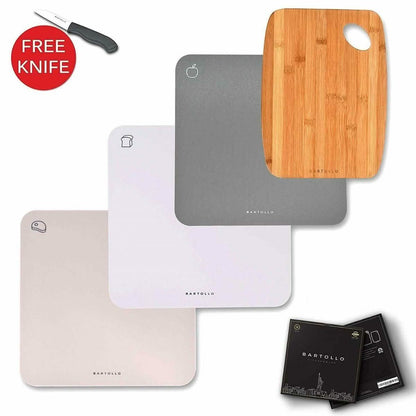 4-Pack: Bartollo Non-Slip Cutting Boards with Free Knife DailySale