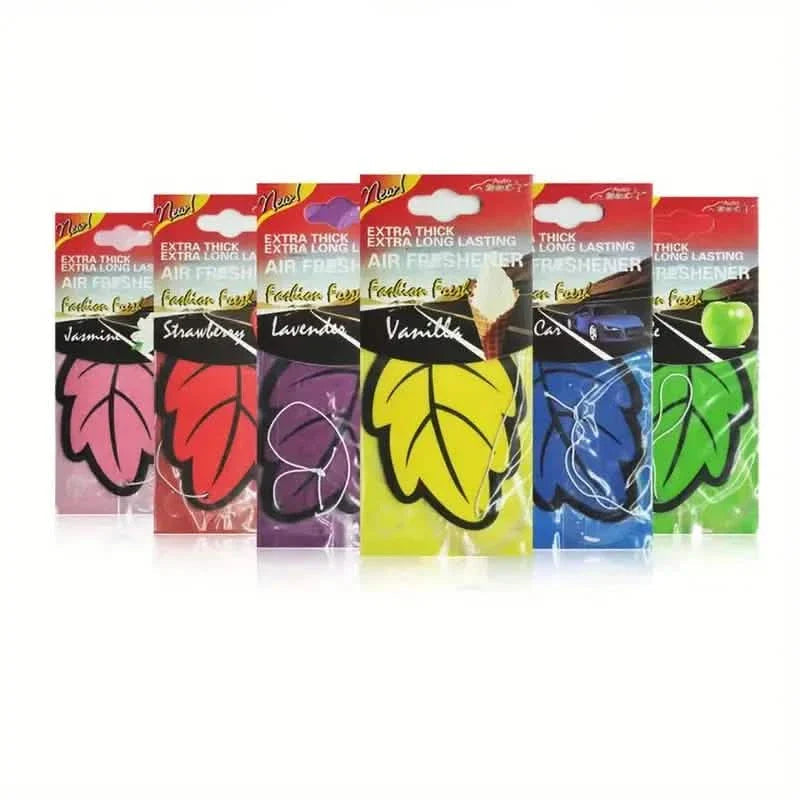 4-Pack: Car Air Freshener Natural Scented Tea Paper Auto Hanging Vanilla Perfume Fragrance Leaf Shape DailySale