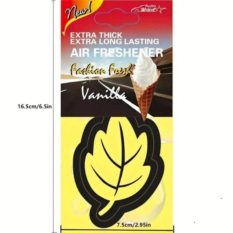 4-Pack: Car Air Freshener Natural Scented Tea Paper Auto Hanging Vanilla Perfume Fragrance Leaf Shape DailySale