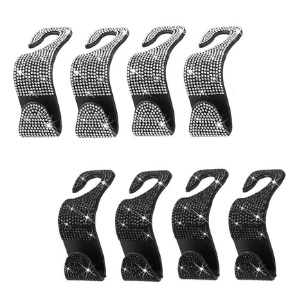 4-Pack: Car Headrest Hooks Bling Rhinestones Back Seat Organizer Hanger Holder DailySale