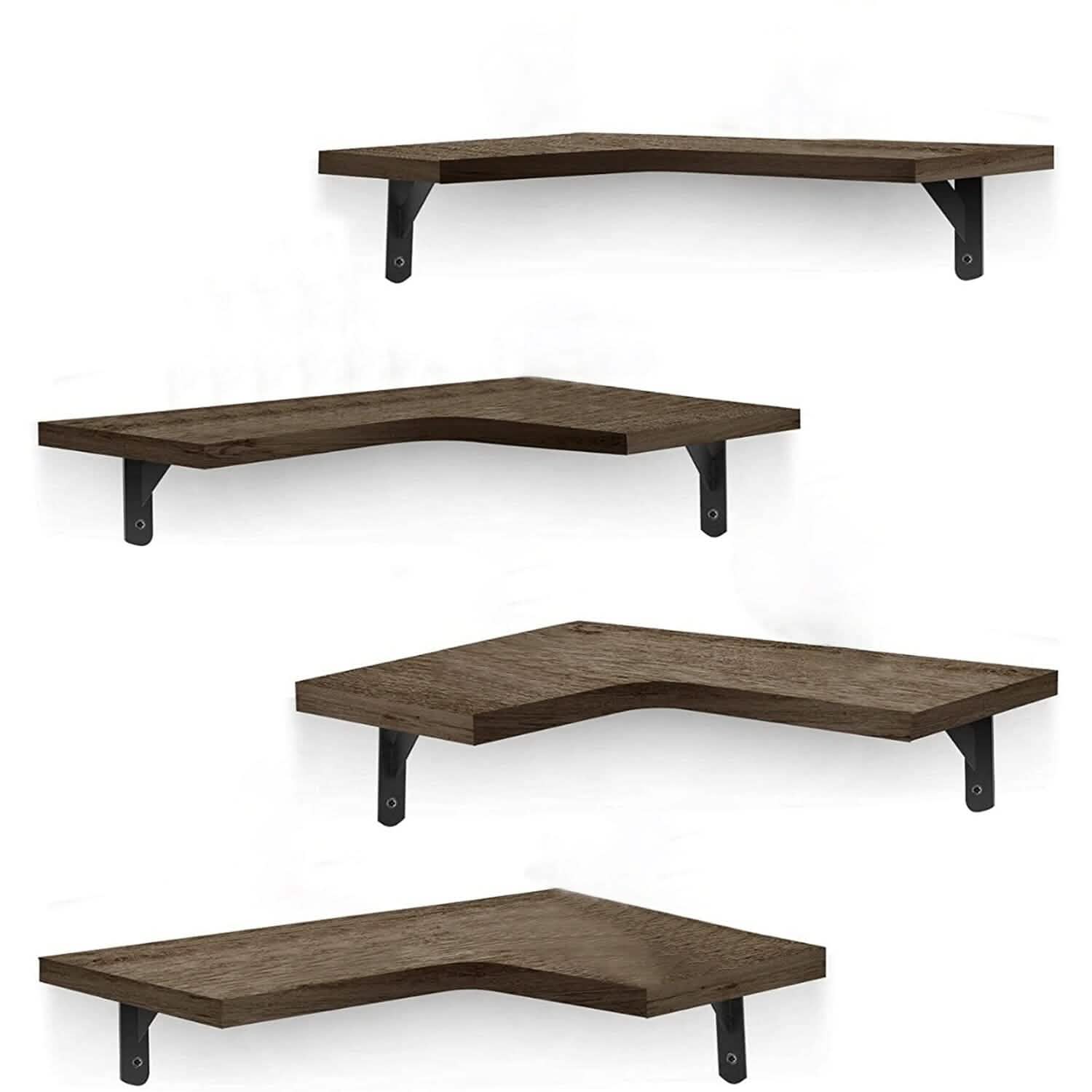 4-Pack: Corner Floating Shelf Wall Mount Display Storage DailySale